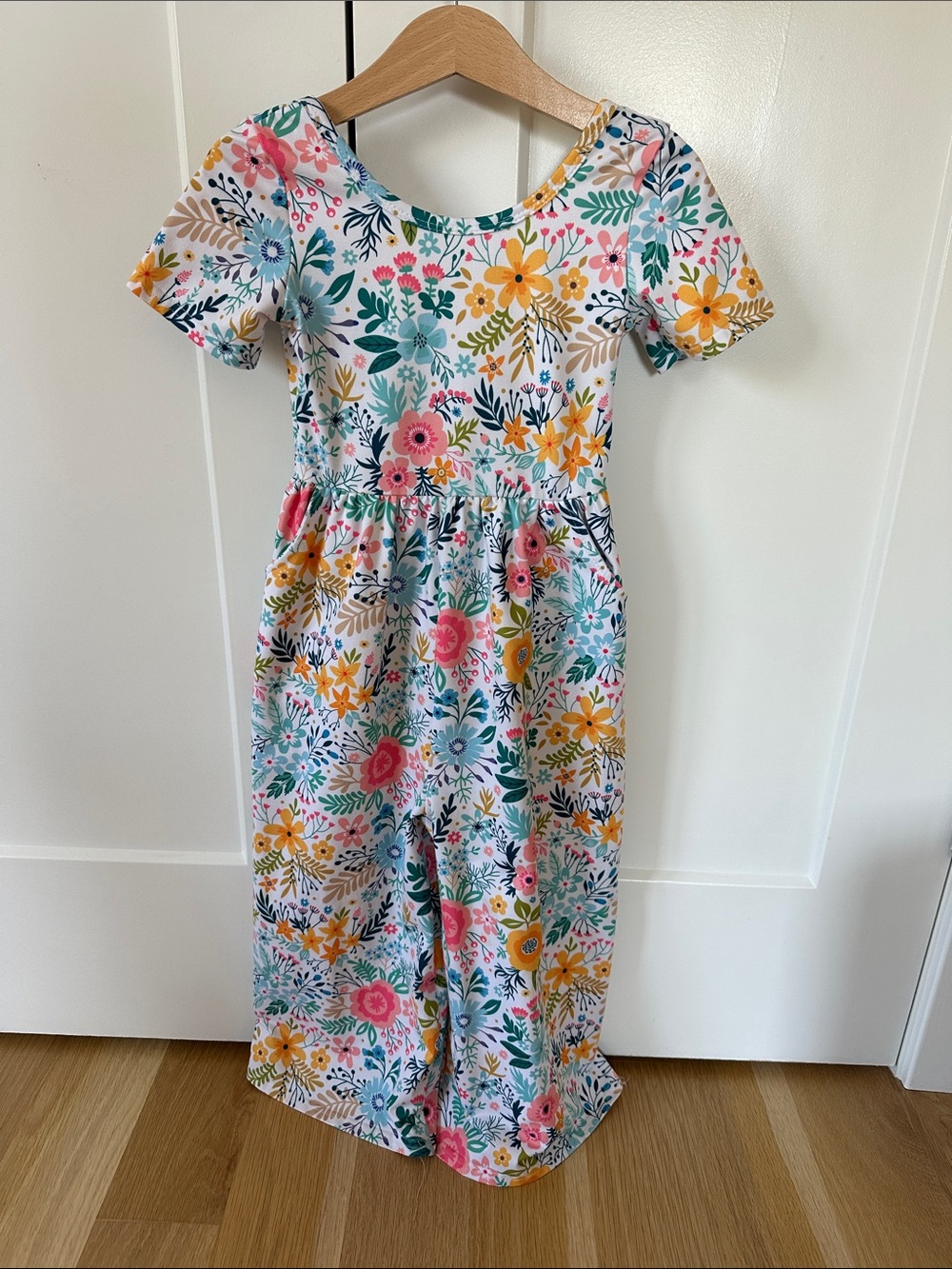 Girls Floral Short-Sleeve Casual bodysuit